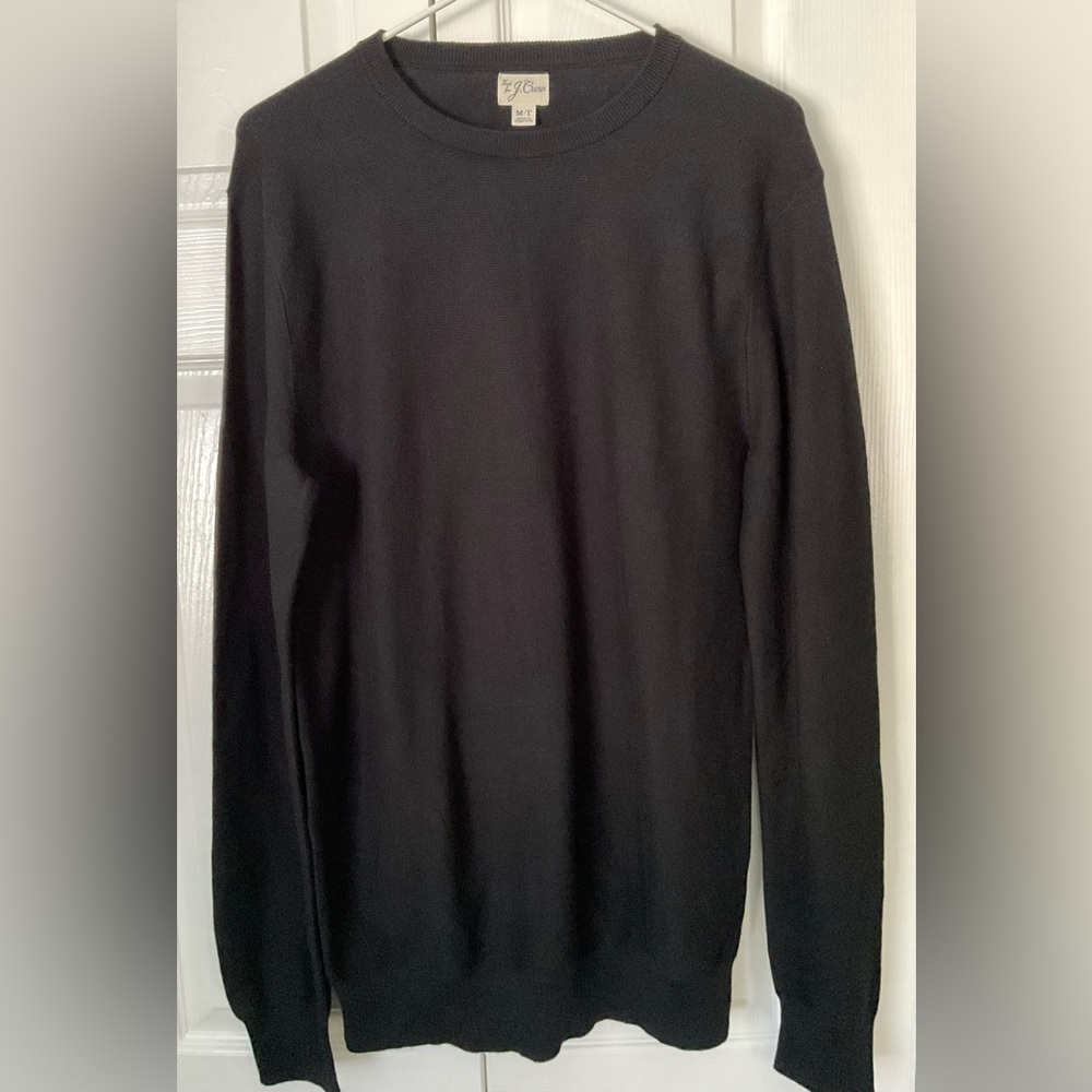 J. Crew Cotton Crewneck Sweater in Garter Stitch Black Size MT NWOT, Preppy - Picture 3 of 14